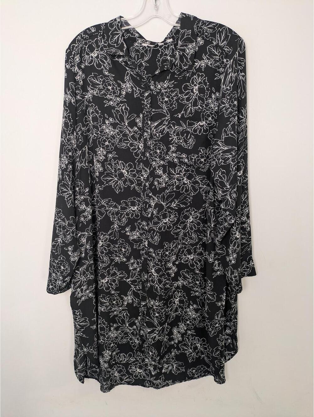 Reitmans Women’s Black White Floral Tunic Blouse 2X